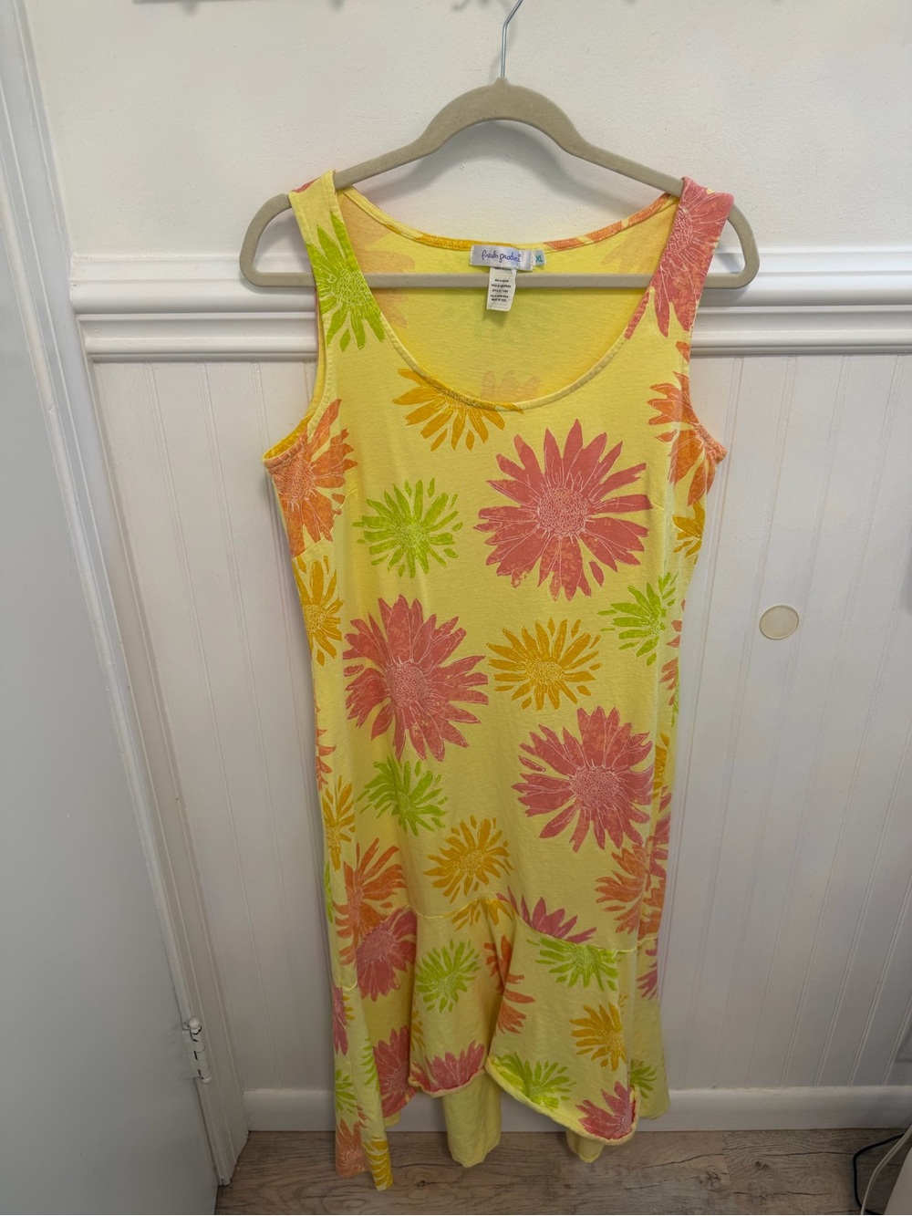 fresh produce Yellow Floral Maxi Dress with Pink, Orange & Lime Accents